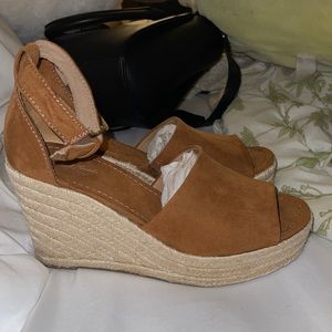 Brown wedge sandals!
